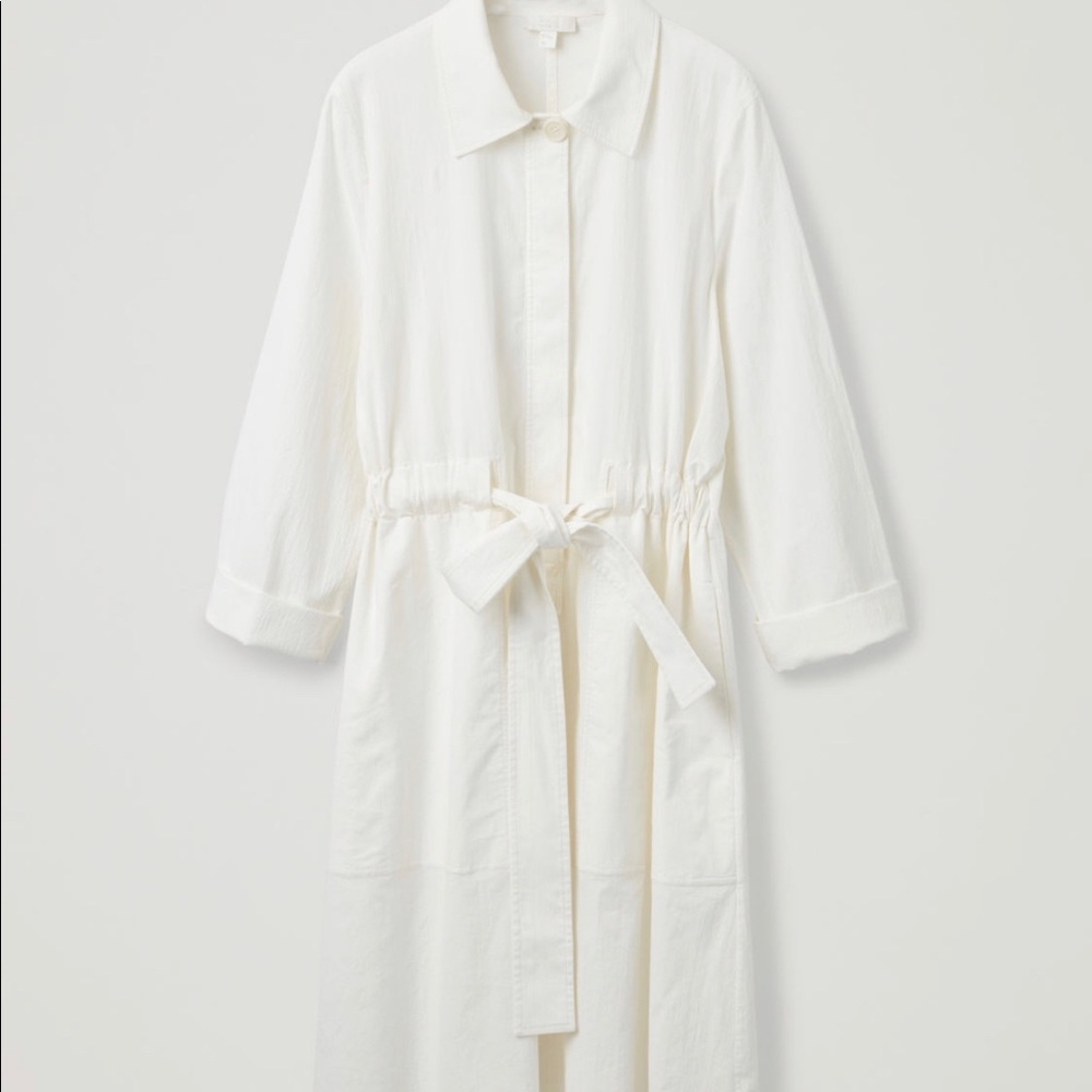Like New - COS poplin white belted dress